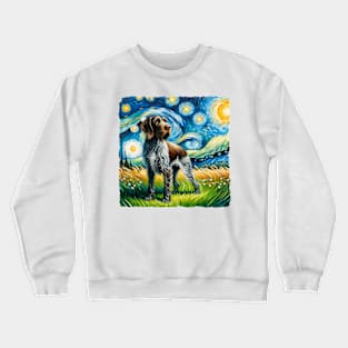 Starry German Wirehaired Pointer Dog Portrait - Pet Portrait Crewneck Sweatshirt